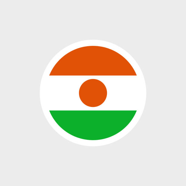 Flag of Niger. Nigerian orange and green flag with the sun in the center. State symbol of the Republic of Niger. niger state stock illustrations