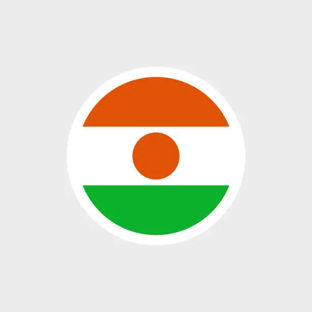 Vector illustration of Flag of Niger. Nigerian orange and green flag with the sun in the center.