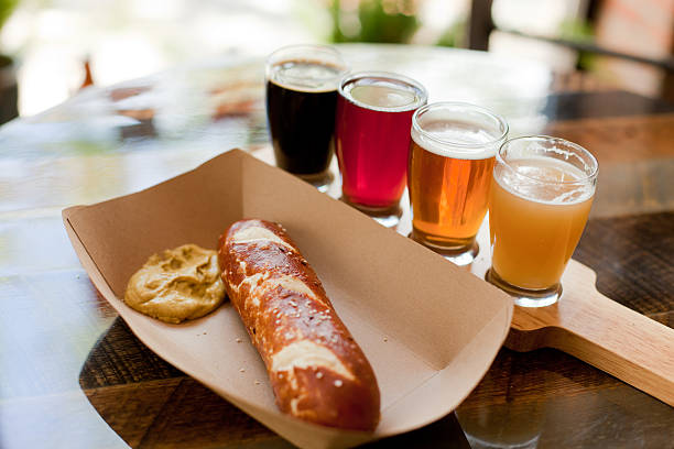 Pretzel and beer 1 - horizontal stock photo