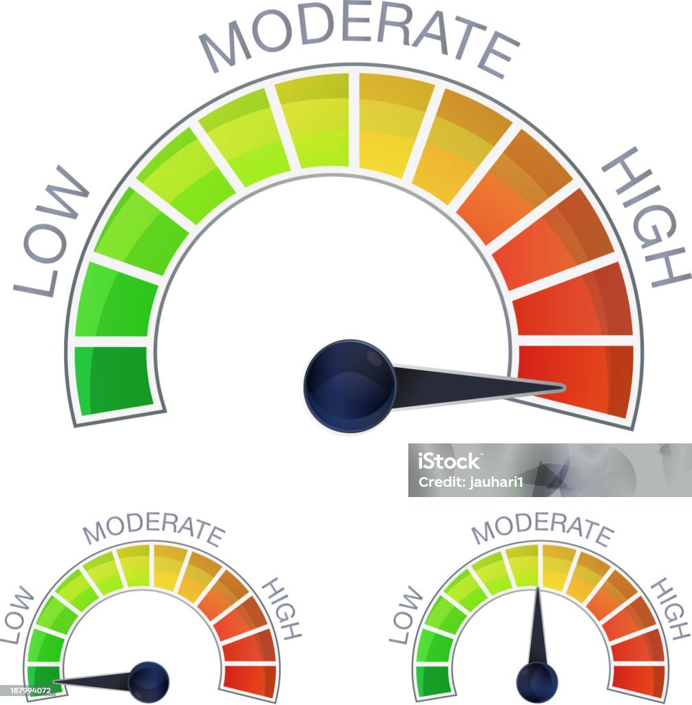 Performance Meter This illustration is AI10 EPS contains a transparency blend and partial blur effect, which makes up the reflective/highlight shape for the icon. Achievement stock vector