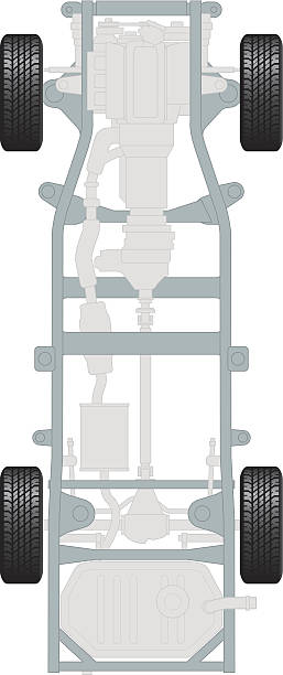 一般的な車シャーシ、エンジン、gearbox および送信 - carburetor vehicle part engine car点のイラスト素材／クリップアート素材／マンガ素材／アイコン素材