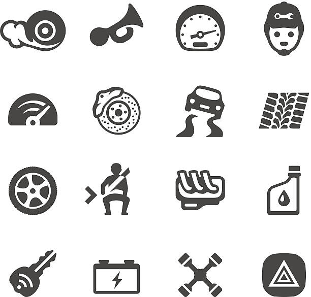 mobico ikony-auto części - part of vehicle brake disc brake computer icon stock illustrations