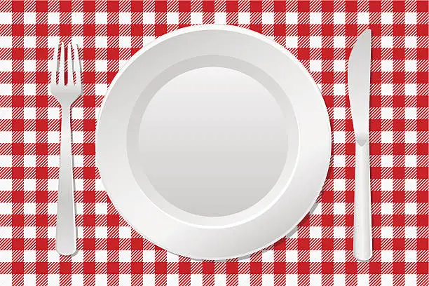 Vector illustration of laid table with an empty plate