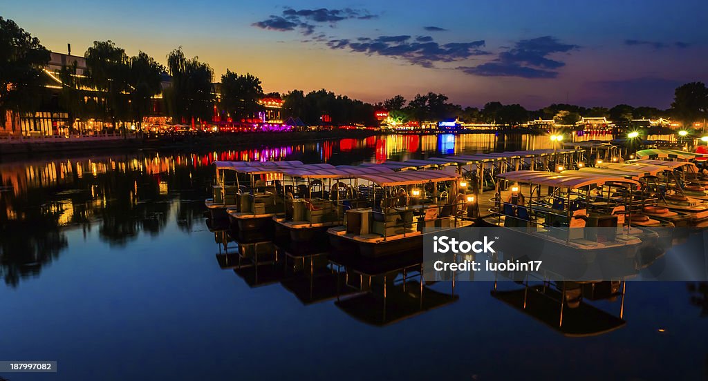 Beautiful night scene in HouHai lake of Beijing Beautiful night scene in HouHai lake of Beijing,China. Beauty Stock Photo