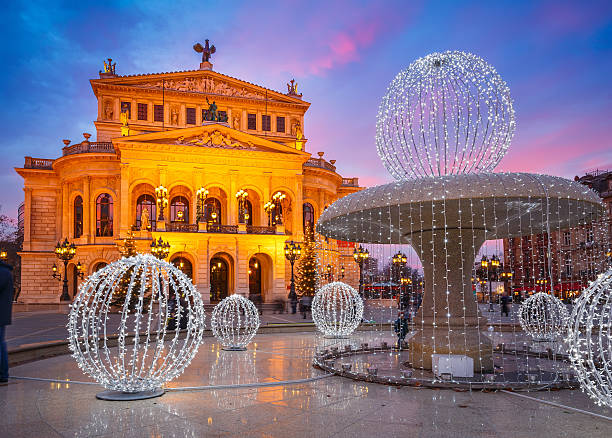 alte oper in frankfurt - frankfurt german culture night city stock-fotos und bilder