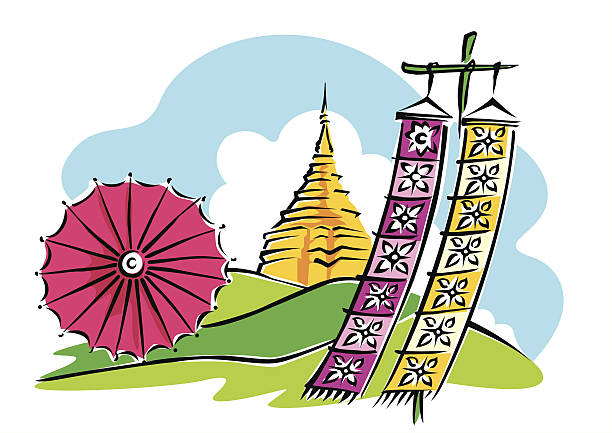 태국 북부 - thailand thai culture travel buddha stock illustrations