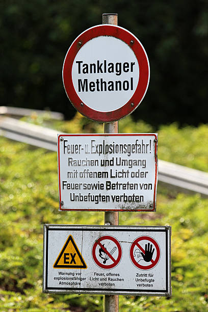 istock Warning and information signs for methanol tanks 188000312