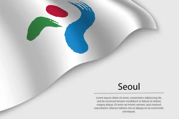 Vector illustration of Wave flag of Seoul is a state of South Korea.