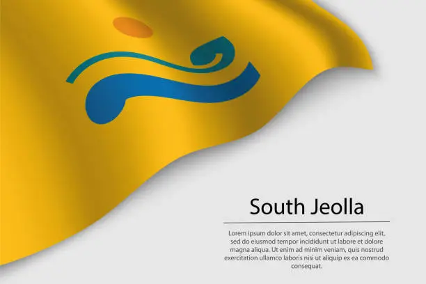 Vector illustration of Wave flag of South Jeolla is a state of South Korea.