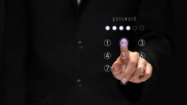 istock Login security By entering a password to prevent theft, cyber security, copy space. 1880009770