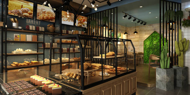 istock 3d render of cafe restaurant interior 1880012353
