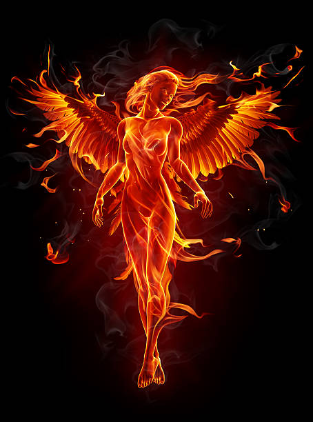 Angel Girl made of fire natural phenomenon stock pictures, royalty-free photos & images