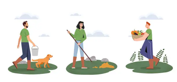 Vector illustration of Set of farmers vector