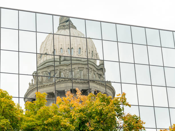 istock Capital dome reflection in windows of adjacent 1880029436