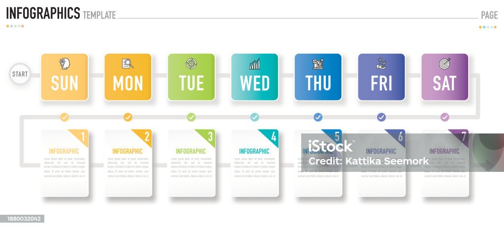 Rectangular Weekly Infographic For Business Presentation Stock ...