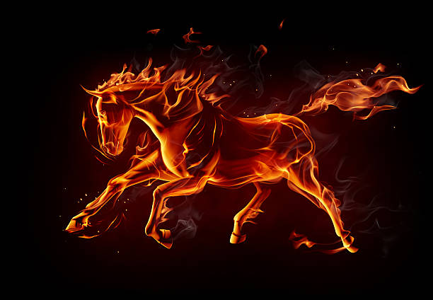 Fiery horse vector art illustration