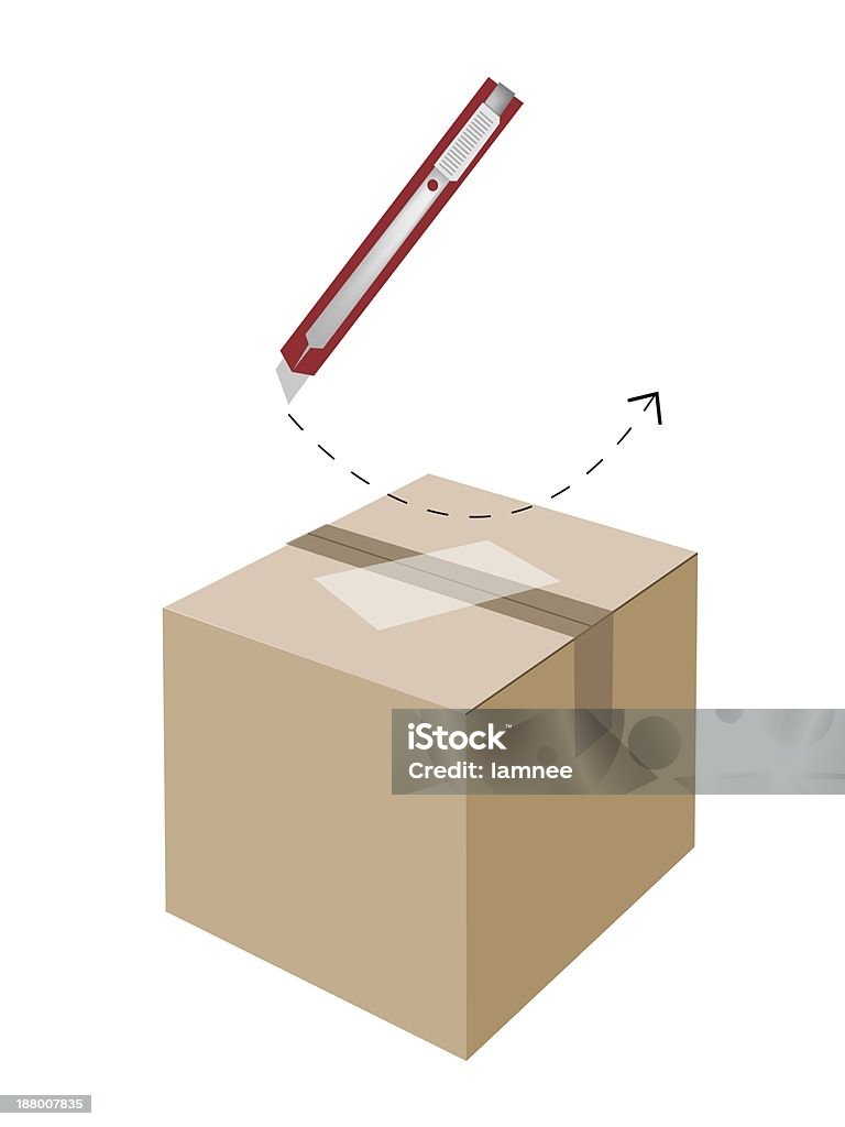 Return Box Cutter Guide Correct Cutting Procedure To Open A Cardboard Box Stock Illustration ...