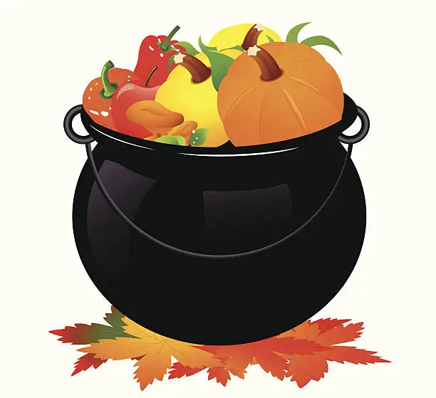 Vector illustration of Autumn cauldron