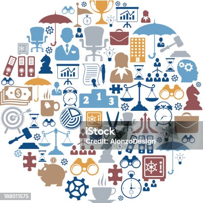 istock Collage of business related icons 188011575