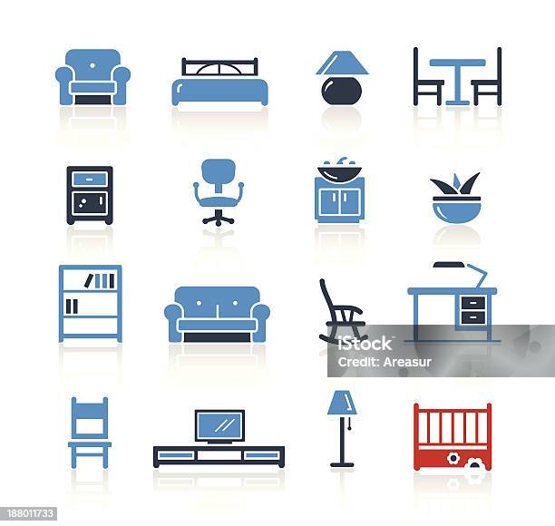 Ilustración de Iconos De Muebles De Dos Colores Pro Series y más Vectores Libres de Derechos de Ícono - Ícono, Oficina, Silla