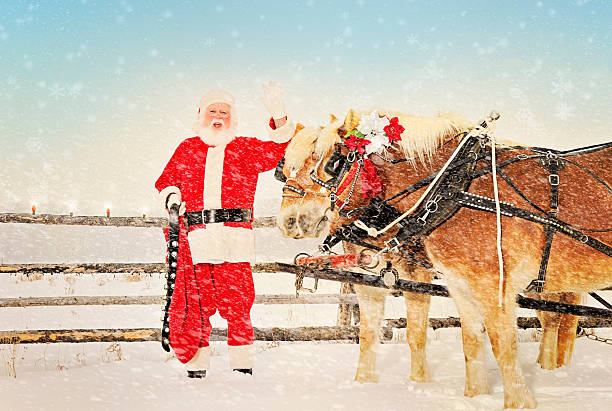 istock Santa's On His Way With A Team Of Horses 188012135