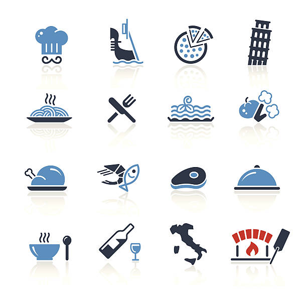 ilustrações de stock, clip art, desenhos animados e ícones de cultura italiana duas cores/série profissional - fish seafood prepared fish nautical vessel