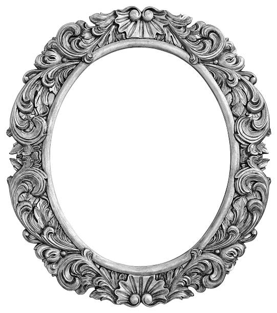 cadre plaqué argent antique - picture frame frame ellipse photograph photos et images de collection