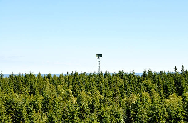 Military radar tower stock photo