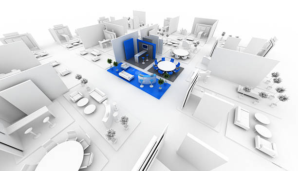 istock Model of a work space showing in blue particular work space 188014478