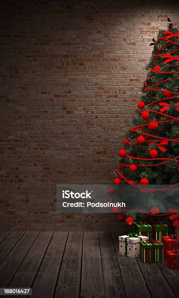 Christmas Tree Stock Photo - Download Image Now - Brick, Celebration, Christmas