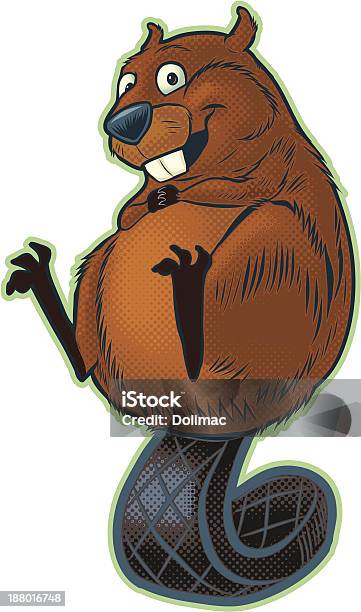 Ładny Kreskówka Beaver Wyważania Na Jego Ogon - Stockowe grafiki wektorowe i więcej obrazów Bóbr - Bóbr, Neutralne tło, Kanada