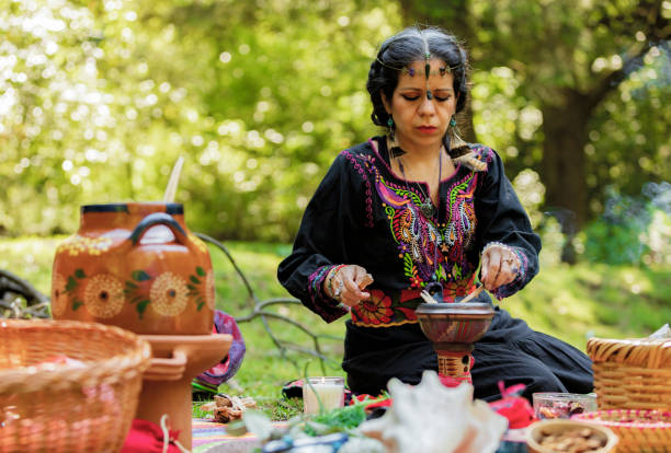 istock Mexican holistic healer lights a incense burner for a ritual VI 1880167515