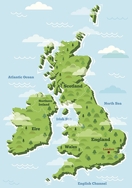 united kingdom map - britanya kültürü illüstrasyonlar stock illustrations