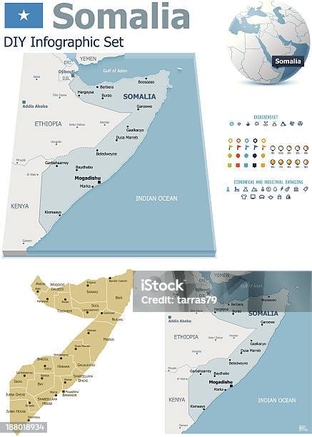 Somalie Cartes Avec Des Marqueurs Vecteurs libres de droits et plus d'images vectorielles de Accident et désastre - Accident et désastre, Asie, Asie de l'Ouest