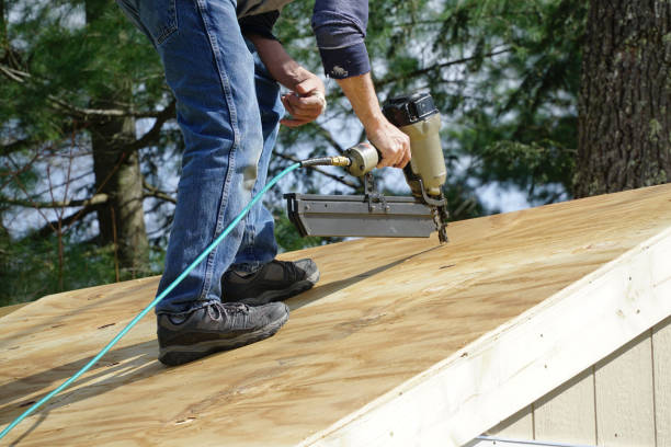 istock handyman using nail gun to install shingle to repair roof 1880208241