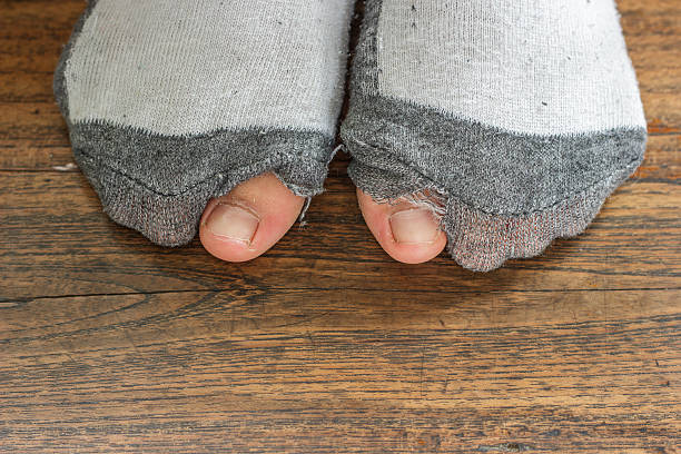 Worn Out Socks With A Hole And Toes Stock Photo - Download Image Now -  Sock, Hole, Old - iStock