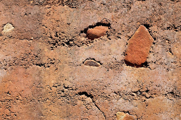 Old plasterwork with protruding bricks and stones makes a fine background or texture.