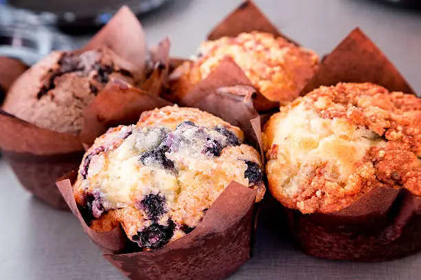Blueberry and other fresh muffins