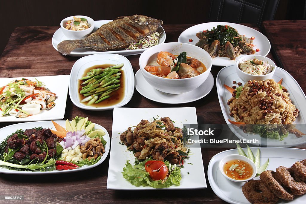 Set of Thai food menu Set of Thai food popular menu Asia Stock Photo