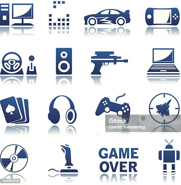 Giochi Per Computer Set Di Icone - Immagini vettoriali stock e altre immagini di Aeroplano - Aeroplano, Altoparlante - Hardware audio, Arma da fuoco