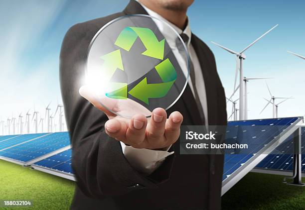 Businesss Man Shows Recycle Glass Shield As Concept Stock Photo - Download Image Now