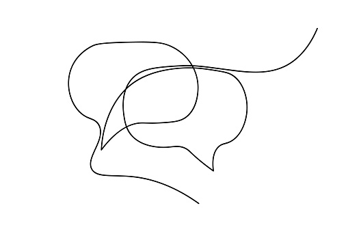 Dialogue Drawing Simple Speech Bubbles Line Art Continuous One Line Drawing Simple Linear Style ...