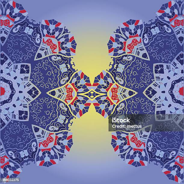 Oriental Mandala Do Motifname - Arte vetorial de stock e mais imagens de Amarelo - Amarelo, Azul, Enfeitado