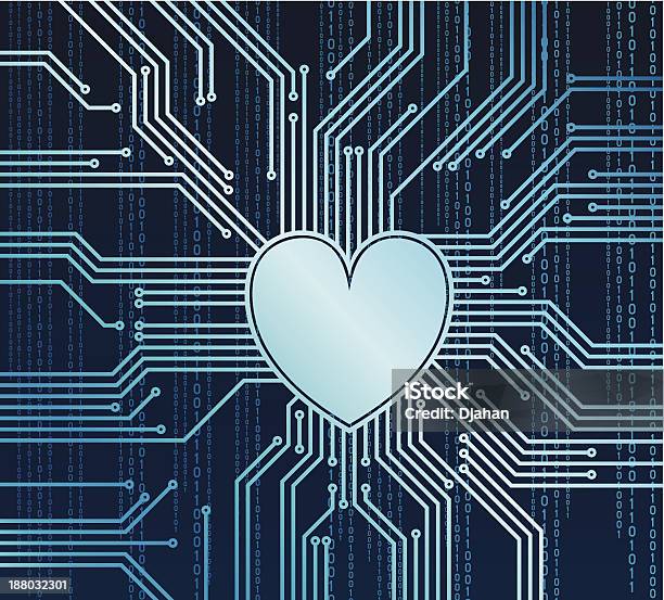 Computer Cuore - Immagini vettoriali stock e altre immagini di Simbolo di cuore - Simbolo di cuore, Chip del computer, Silicone
