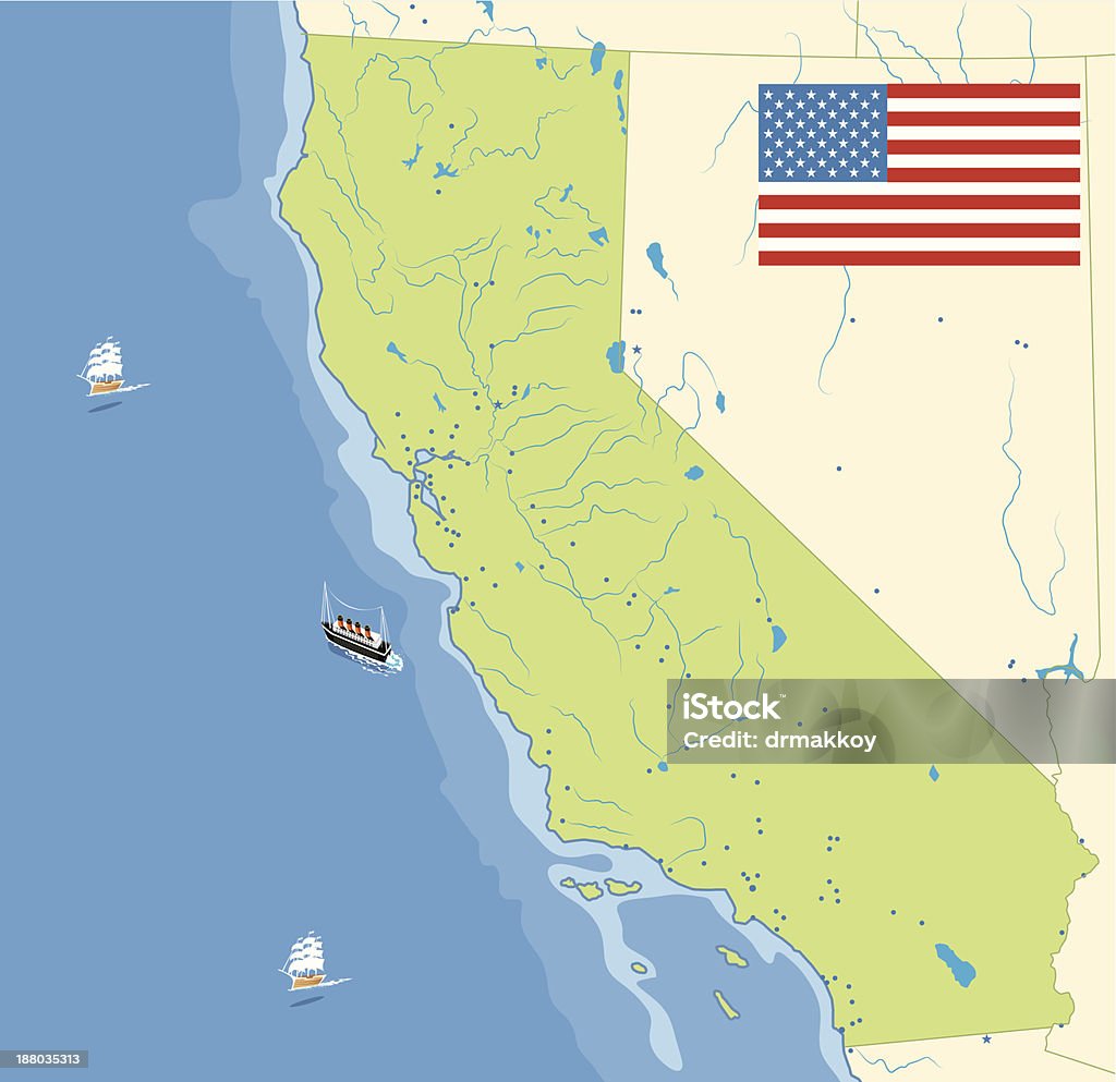 California mapy - Grafika wektorowa royalty-free (Ameryka)