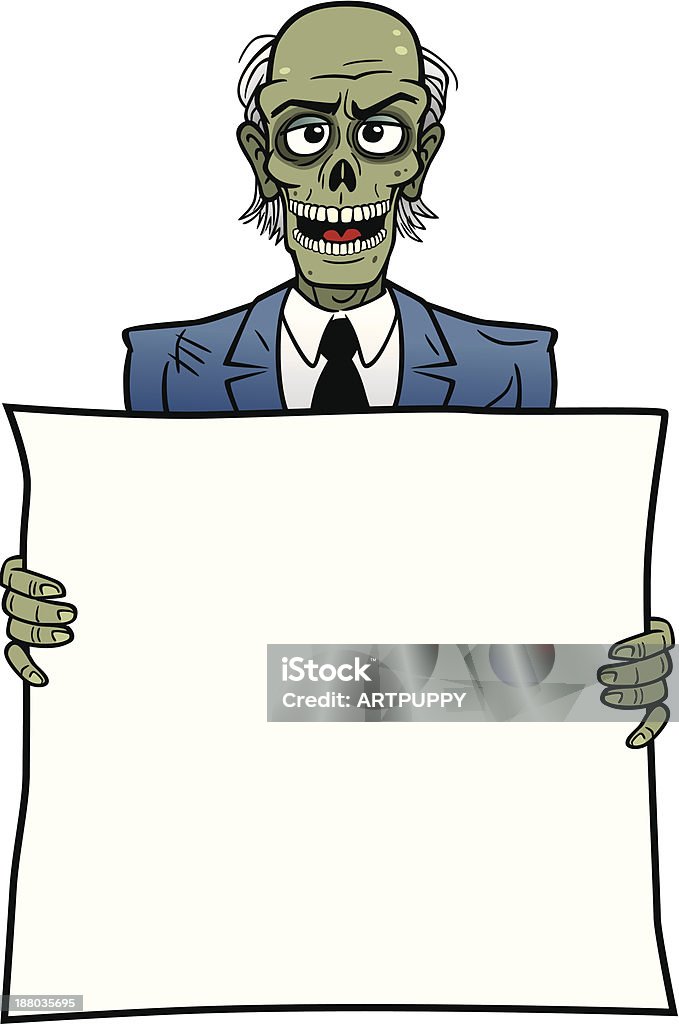 Zombie tenant un panneau - clipart vectoriel de Méchanceté libre de droits