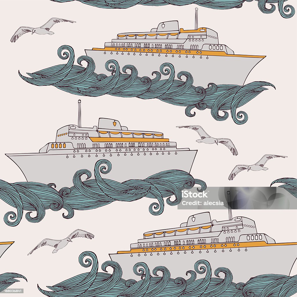 Seamless sfondo con passeggeri nave da crociera. - arte vettoriale royalty-free di Acqua