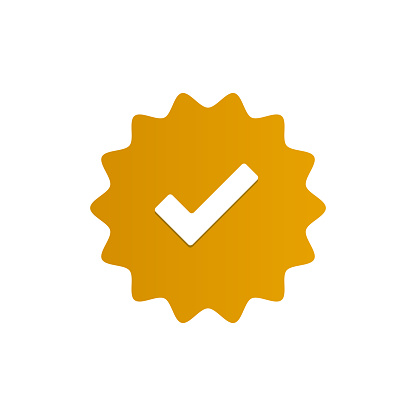 Vector Social Media Golden Verification Label. Gold Profile Label.