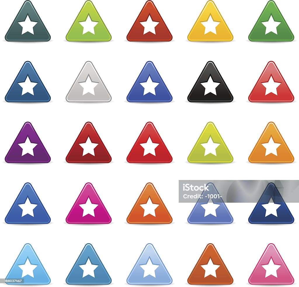 Estrella triángulo satinado blanco signo Pictograma icono web iternet botón - arte vectorial de Amarillo - Color libre de derechos