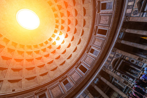 Phanteon of Rome with sunbeams entering through the central hole